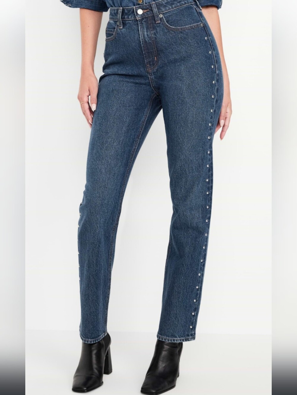Old Navy Indigo Straight-Leg Jeans with Side Stud Detail